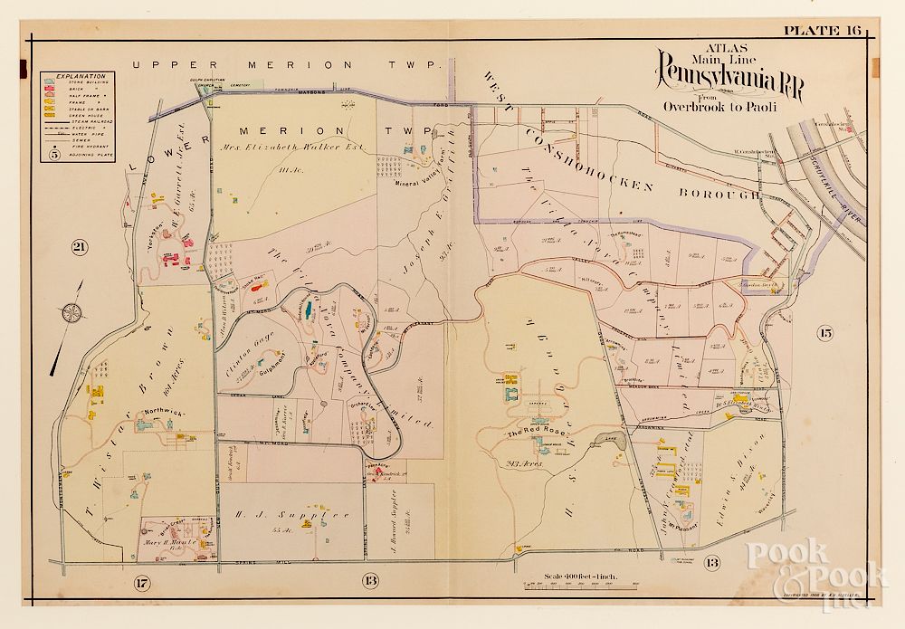 Appraisal: Four Atlas Main Line Pennsylvania Rail Road Maps Exclusive on