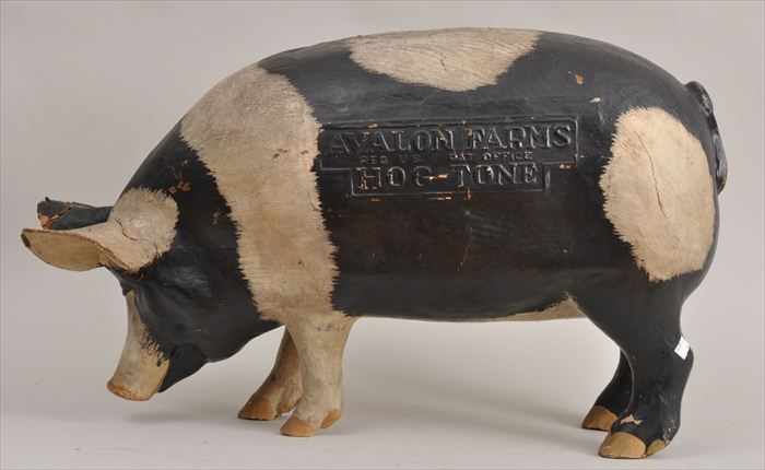 Appraisal: PAPIER-M CH ADVERTISING MODEL AVALON FARMS HOG TONE Marked Reg