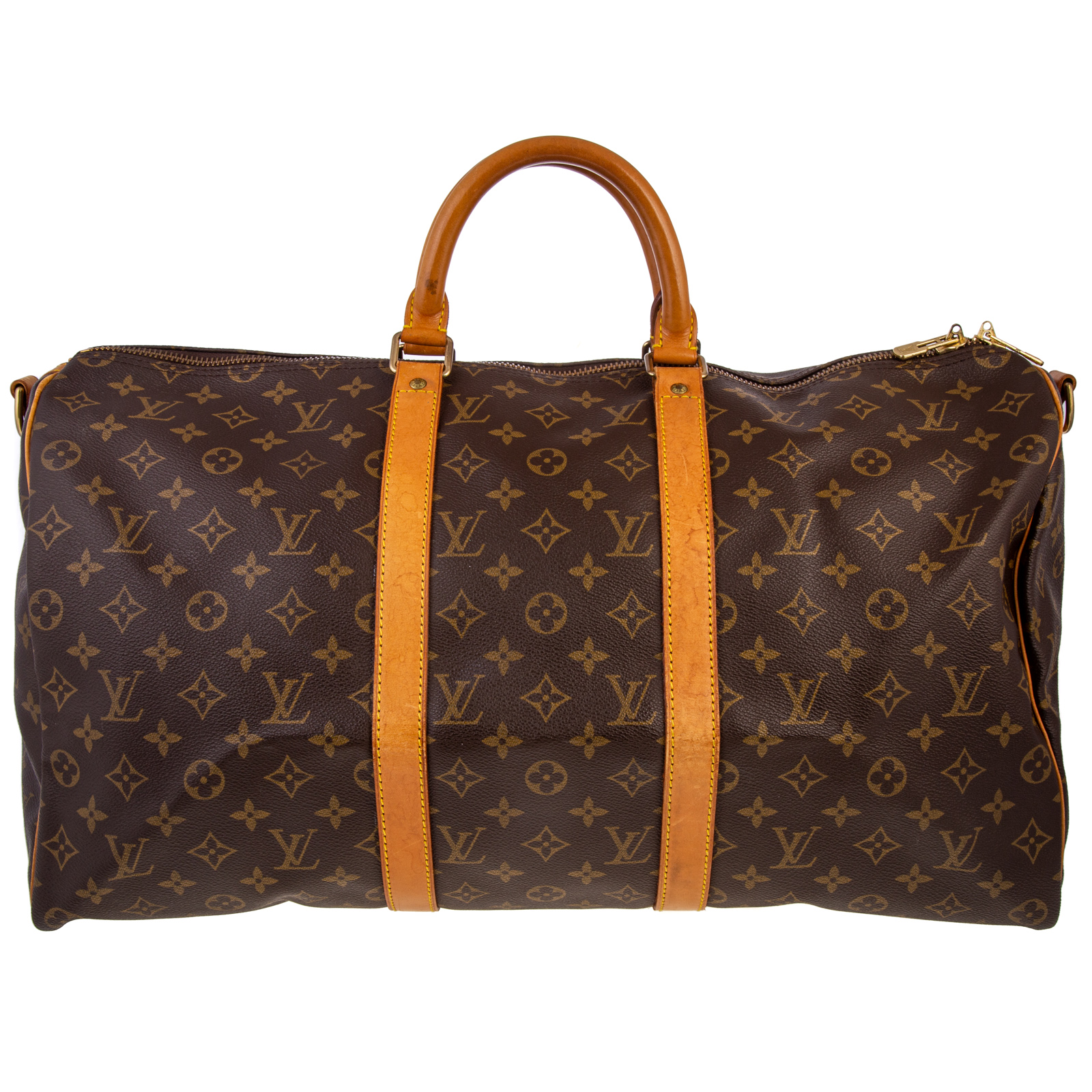 Appraisal: A LOUIS VUITTON MONOGRAM KEEPALL BANDOULIERE A brown and tan