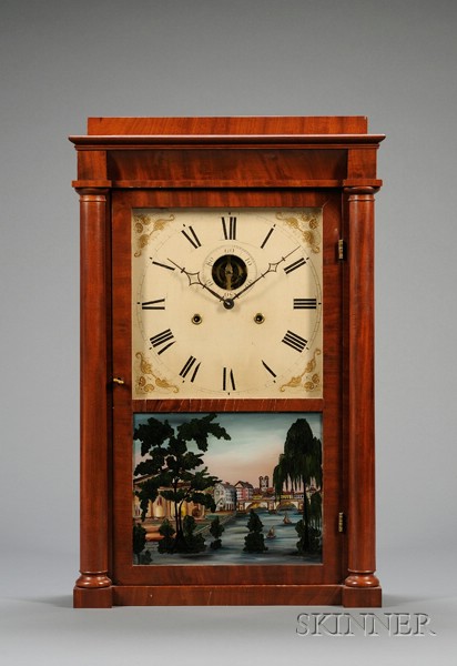 Appraisal: Empire Mahogany Shelf Clock by Silas B Terry Plymouth Connecticut