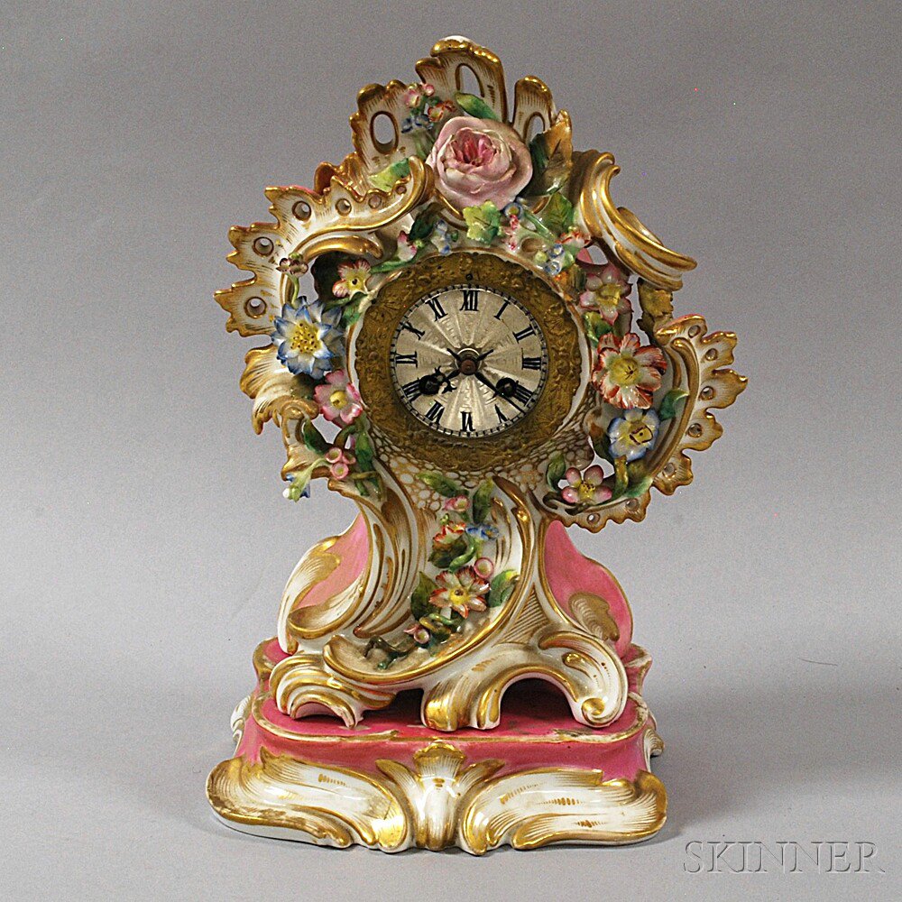 Appraisal: Limoges Porcelain Clock and Stand late th early th century