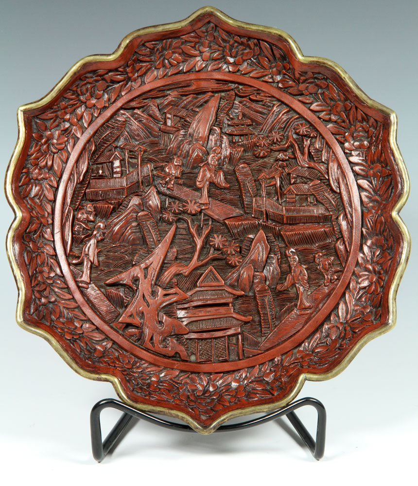 Appraisal: - Chinese th C Cinnabar Plate Cinnabar Plate China th