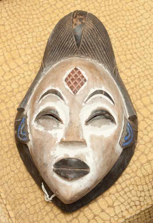 Appraisal: Punu carved and painted wood mask from Gabon in H