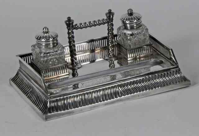 Appraisal: A silver ink stand and pen tray Richard Martin Ebenezer