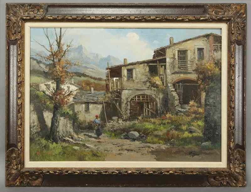 Appraisal: Ercole Magrotti ''Casa in Montagna''oil painting on canvas Canvas ''H