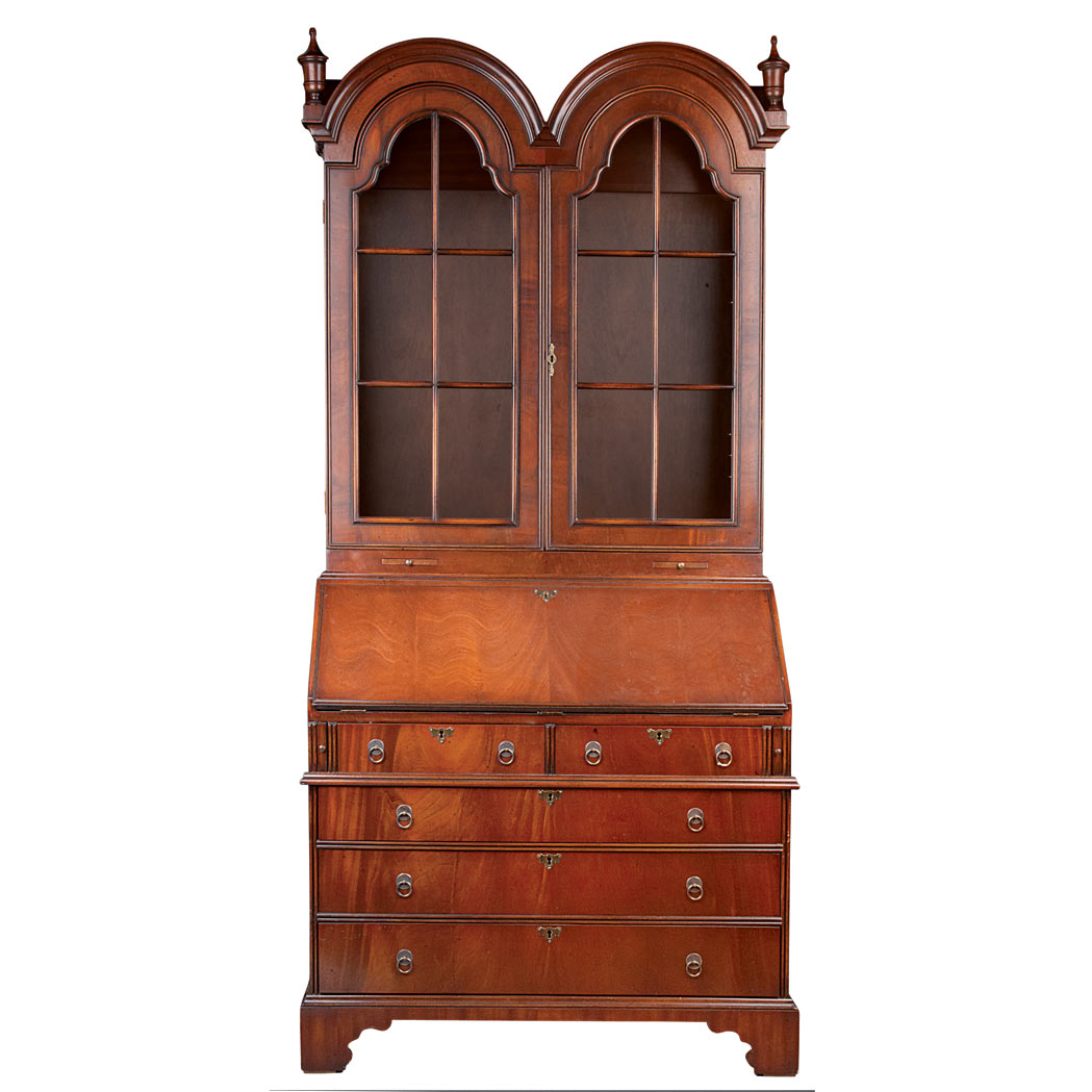 Appraisal: George III Style Mahogany Bureau Bookcase Cabinet Height feet inches