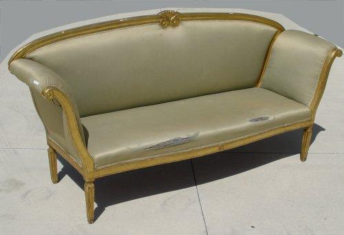 Appraisal: TH C ITALIAN GILT WOOD SOFA Regency style frame with