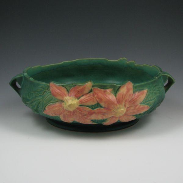 Appraisal: Roseville Clematis console bowl in green Marked Roseville USA -