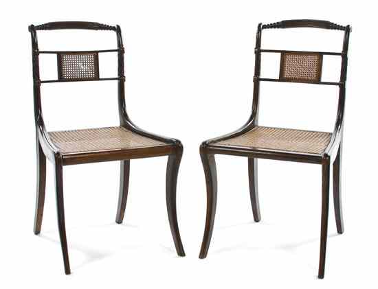 Appraisal: A Pair of Regency Mahogany Side Chairs having a slightly