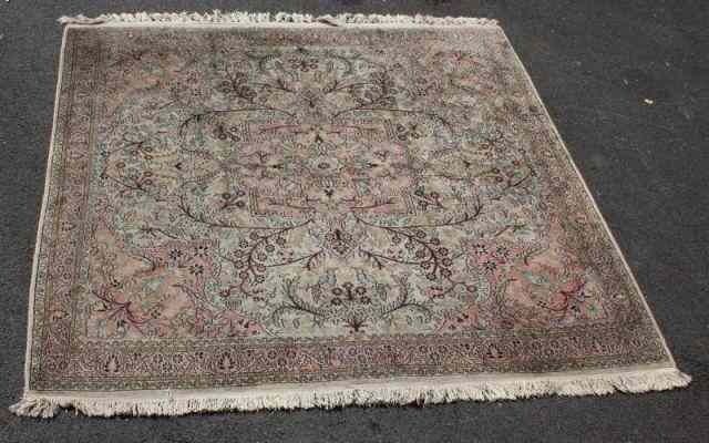 Appraisal: Oriental Scatter Carpet with Scroll and BirdDesign Finely woven Probably