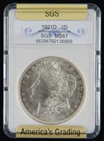 Appraisal: ONE GRADED CASED MORGAN SILVER DOLLAR Graded by SGS -D