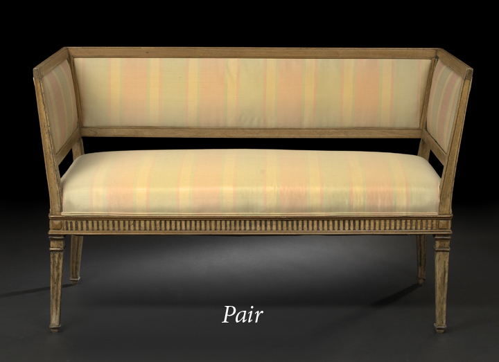 Appraisal: Pair of Louis XVI-Style Fruitwood Box Settees third quarter th