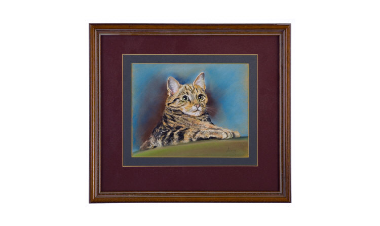 Appraisal: Pastel Drawing Of Cat Signed lower right