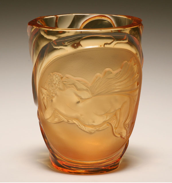 Appraisal: Deco style amber art glass vase attributed to Val St