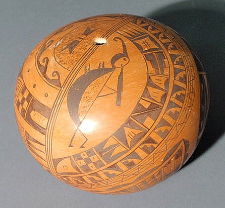 Appraisal: American Indian Hopi pottery seed spreader signed Maccalen Cellateta Hopi