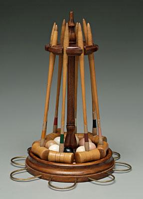 Appraisal: Table croquet set eight wooden mallets each about - in