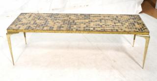 Appraisal: Italian Brass Glass Tile Top Coffee Table Styl Italian Brass