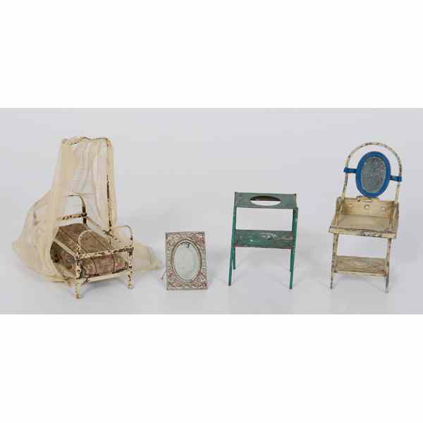 Appraisal: Tin Doll Furniture A group of painted tin doll house