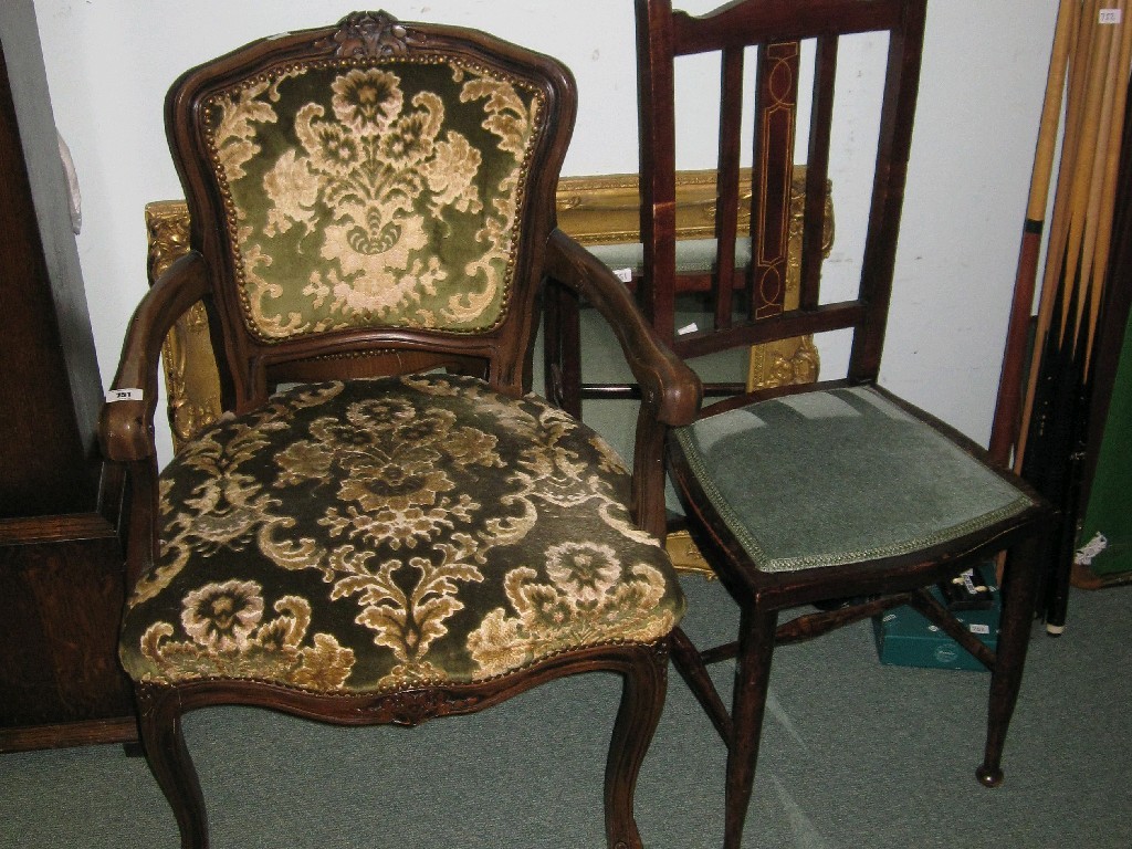 Appraisal: Lot comprising two chairs and a gilt framed mirror