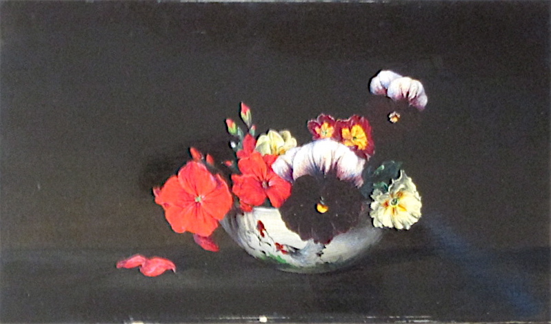 Appraisal: LAURENCE BIDDLE OIL ON BOARD British - Floral still-life with