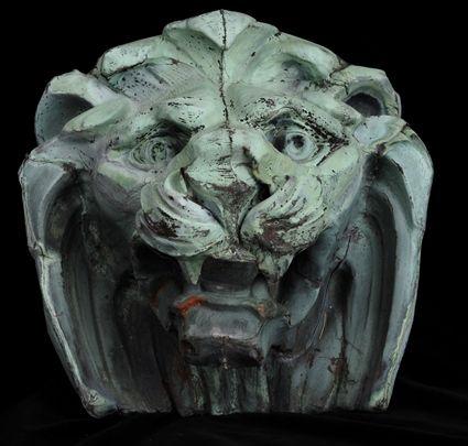 Appraisal: COPPER ARCHITECTURAL ORNAMENT IN THE FORM OF A LION'S HEAD