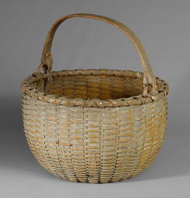 Appraisal: Painted oak split basket circular with wrapped rim concave bottom