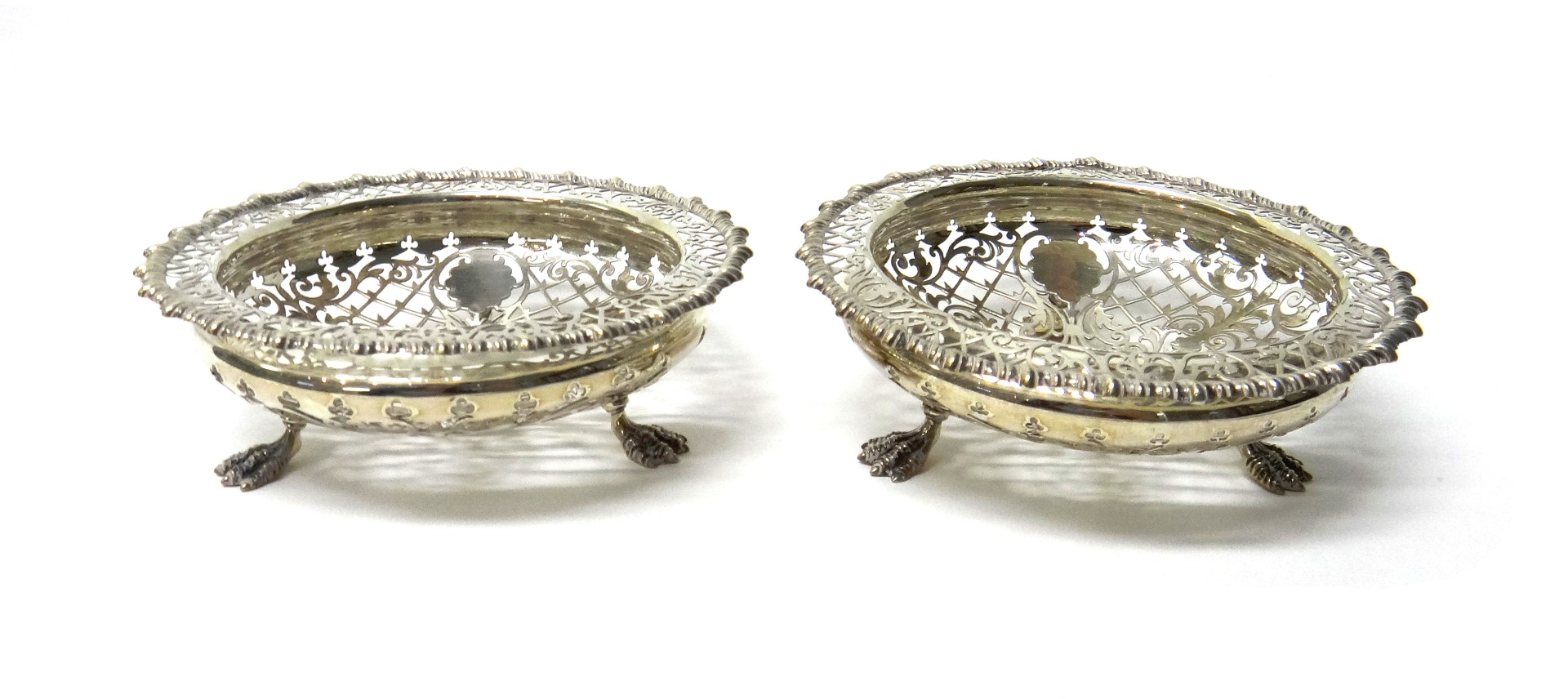 Appraisal: A pair of silver bonbon dishes each of shaped circular