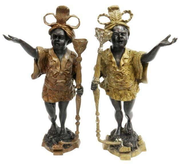 Appraisal: pair Parcel gilt and patinated bronze figures th c each