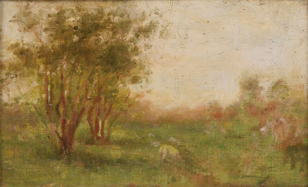 Appraisal: Summer pastoral landscape with sheep oil on board x unsigned