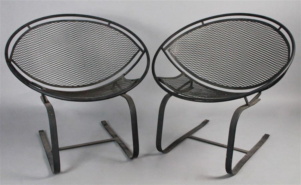 Appraisal: SET OF TWO POSSIBLY SALTERINI WROUGHT IRON CLAM SHELL CHAIRS