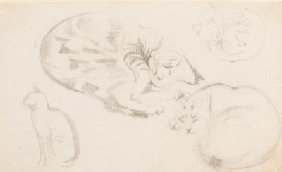 Appraisal: Daniel Maclise RA Irish - Studies for a Cat signed