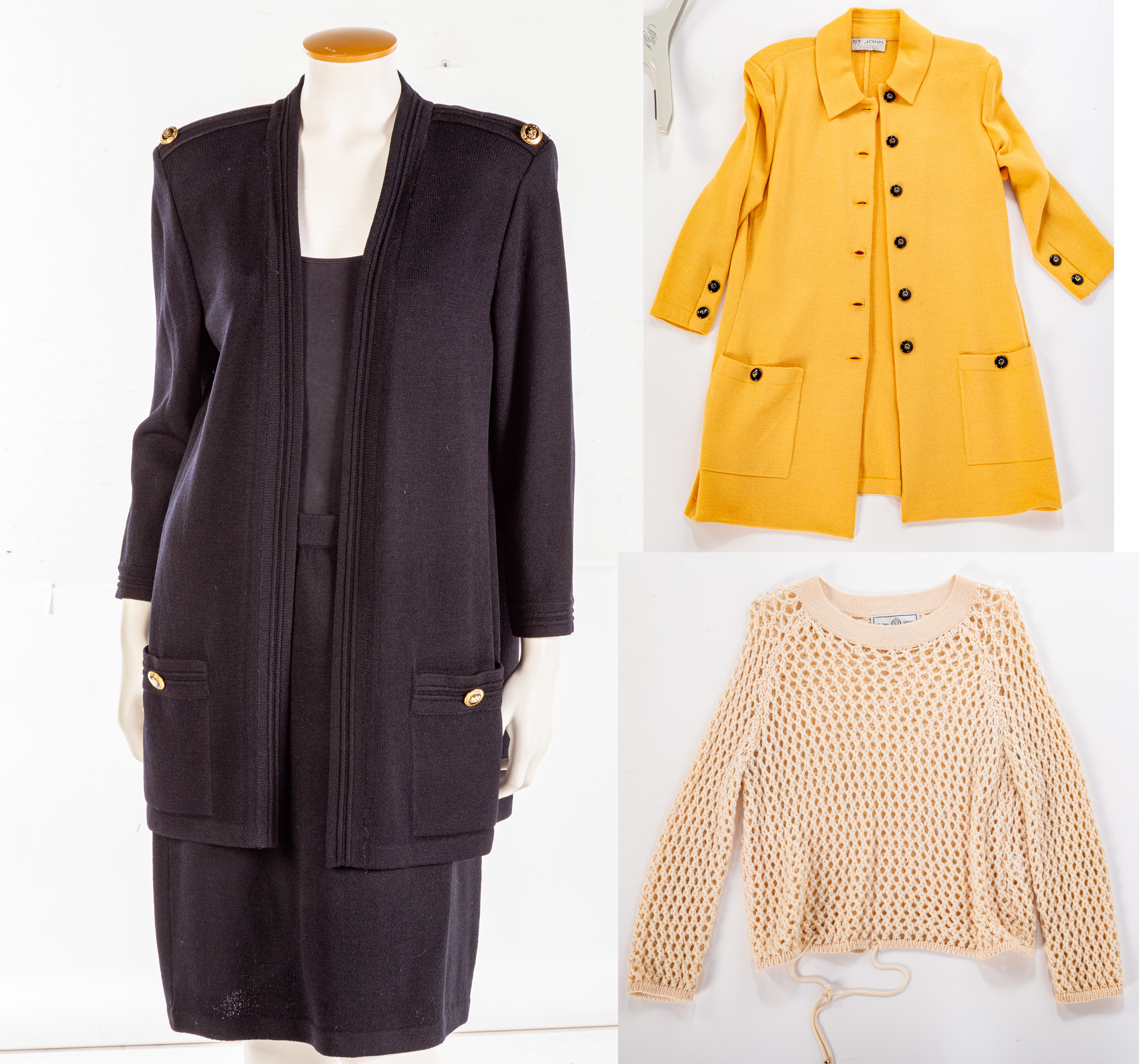 Appraisal: FOUR PIECES ST JOHN KNIT CLOTHING including two knit jackets