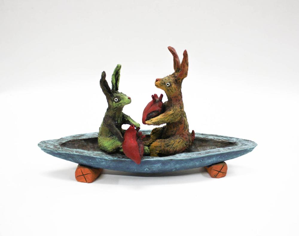 Appraisal: JACQULINE HURLBERT Oregon st century ceramic sculpture Catch and Release