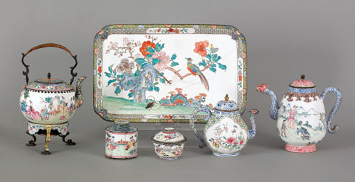 Appraisal: Assembled Chinese enamel six piece tea service early th c