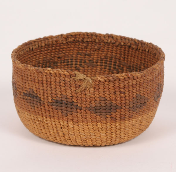 Appraisal: Native American Indian Northwest woven basket banded and geometric designs