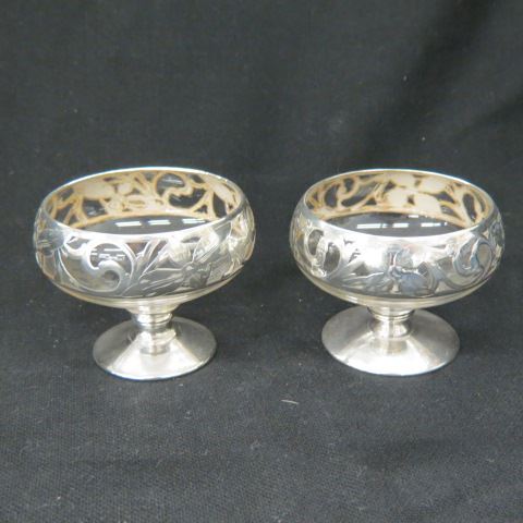 Appraisal: Silver Overlay Sherbets pedestal bases excellent