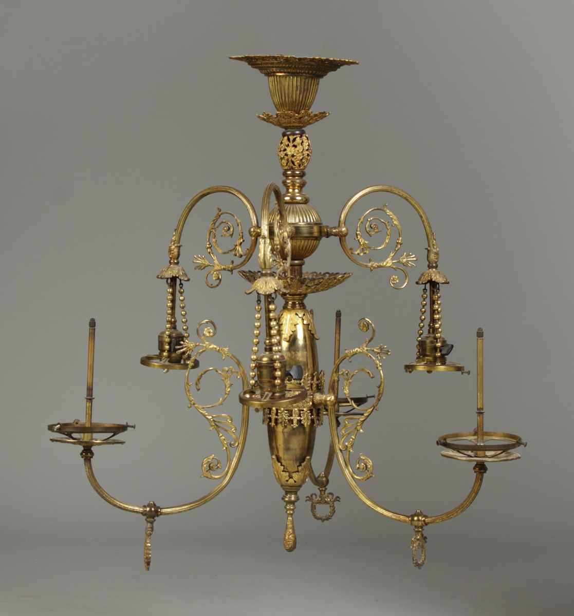 Appraisal: Gas Electric Brass Chandelier Dimensions Ht '' Dia ''Provenance Property