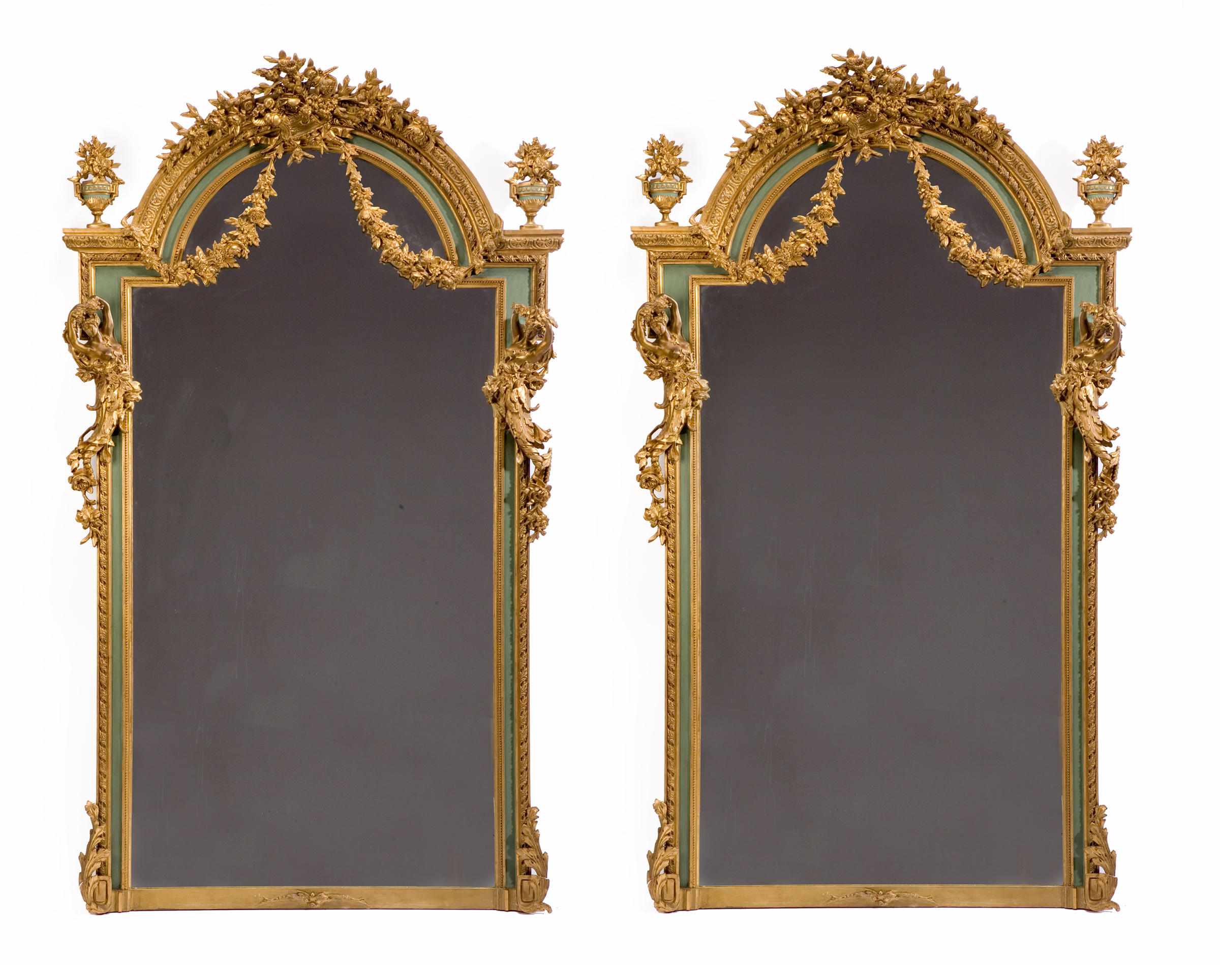 Appraisal: A pair of Louis XVI style parcel gilt and paint