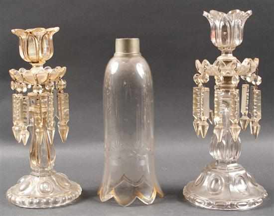 Appraisal: Two molded glass lustres one with shade Estimate - All