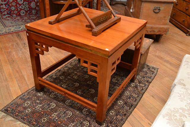 Appraisal: A SQUARE ORIENTAL TABLE WITH METAL CAPPED LEGS