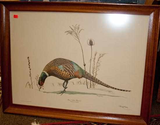 Appraisal: Ringneck Pheasant print signed lr framed Estimate - No condition