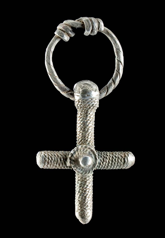 Appraisal: th C Viking Silver Cross Pendant Northern Europe Scandinavia Viking