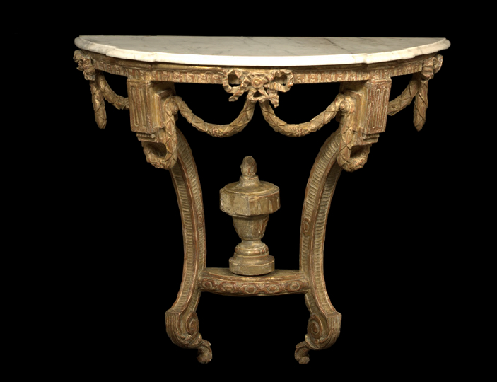 Appraisal: Louis XVI-Style Giltwood and Marble-Top Console Table fourth quarter th