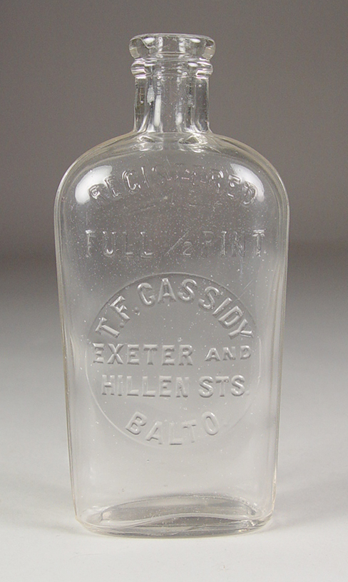 Appraisal: Half Pint Whiskey Flask Circa 's Embossed REGISTERED FULL PINT