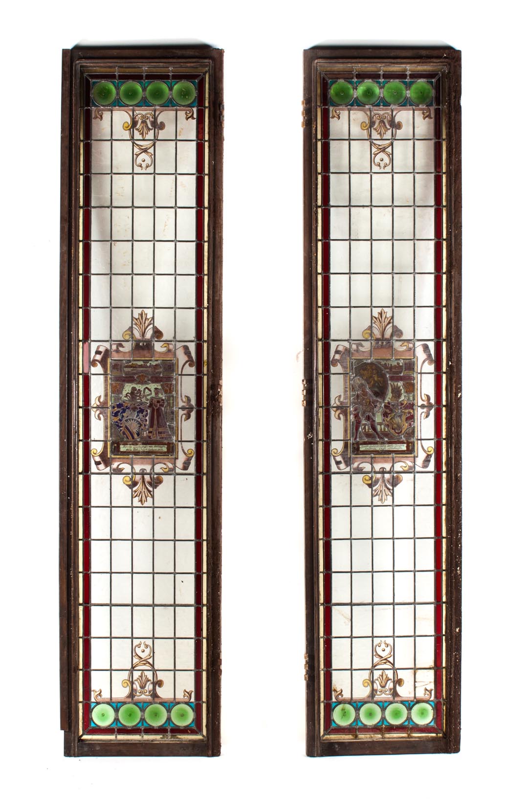 Appraisal: Pr of German Baroque style stained glass shutters th century