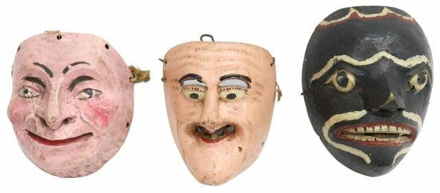 Appraisal: lot of Vintage carved and painted wood dance masks Mexico