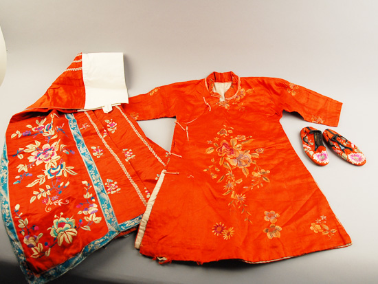 Appraisal: An Early Chinese Three-piece Child's Clothing Set a robe skirt