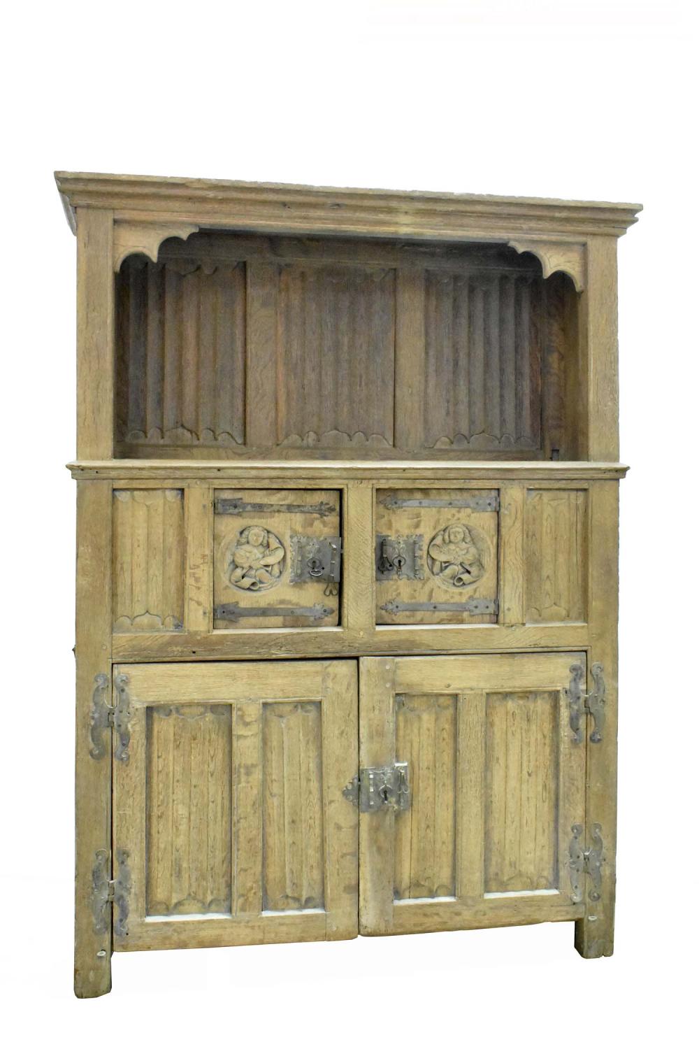 Appraisal: FRANCO-FLEMISH GOTHIC OAK CUPBOARD th Century and later adapted Rectangular