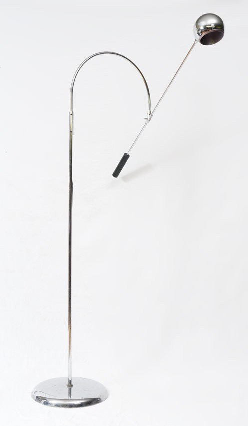 Appraisal: ROBERT SONNEMAN ORBITER CHROME FLOOR LAMP Chrome base and body