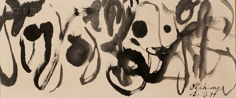 Appraisal: Chinese American School th Century Two Calligraphic Abstract Compositions Each